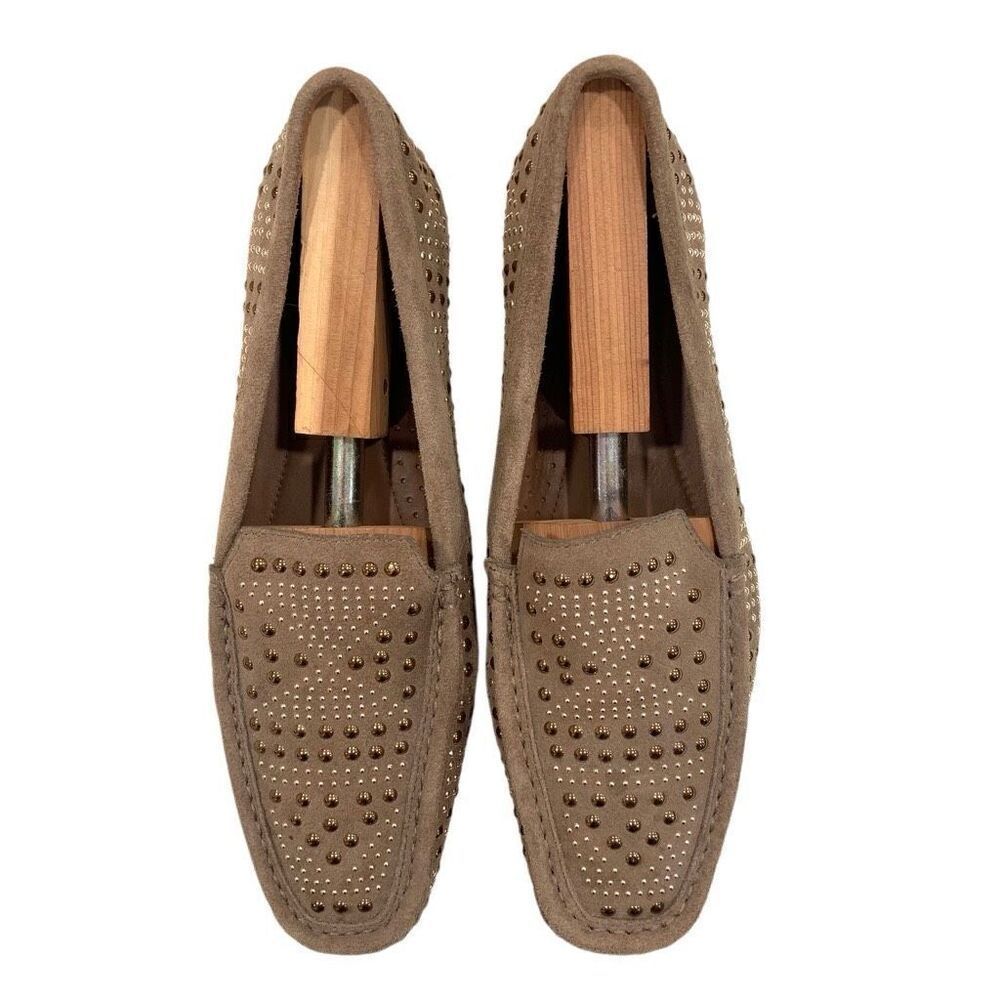 DONALD PLINER Studded Suede Moccasins (Sz 9)
